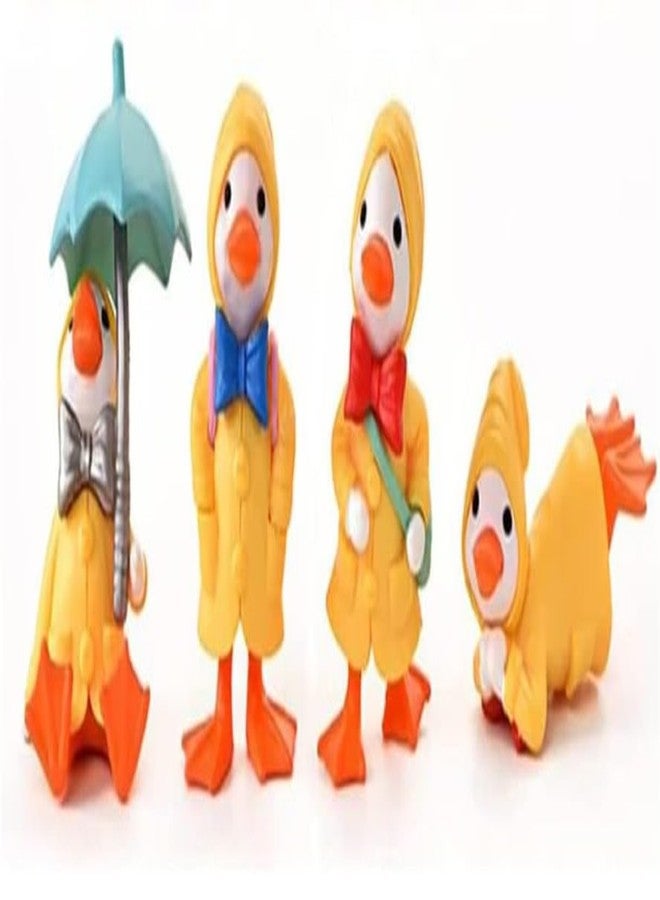 VRB Dec مجموعة تحف مصغرة من 4 قطع من VRB Dec لتزيين المنزل، لوحة قيادة السيارة، عيد الحب، غرفة المعيشة، هدايا، تماثيل، أدوات تزيين الكيك، تماثيل لتزيين المنزل. (4 قطع بطة ومظلة مصغرة) - Image 3